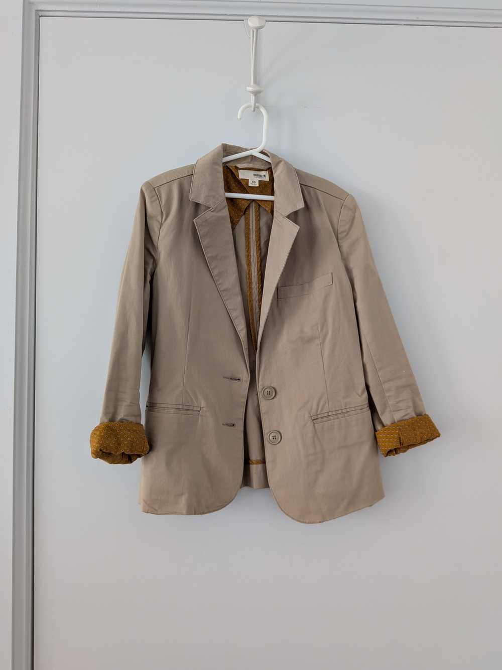 Brooklyn Industries Beige Blazer with Mustard Lining